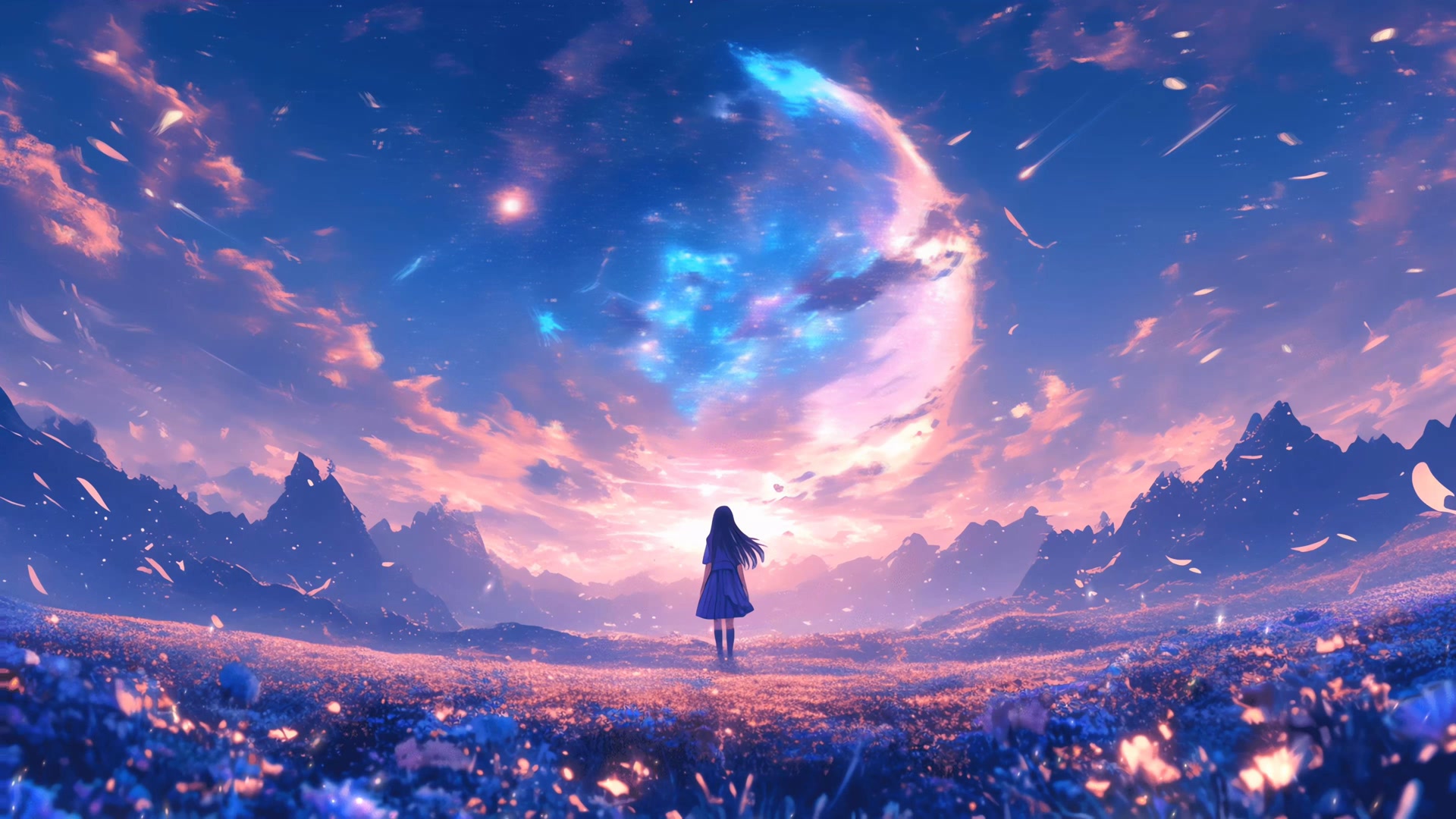 少女仰望星空