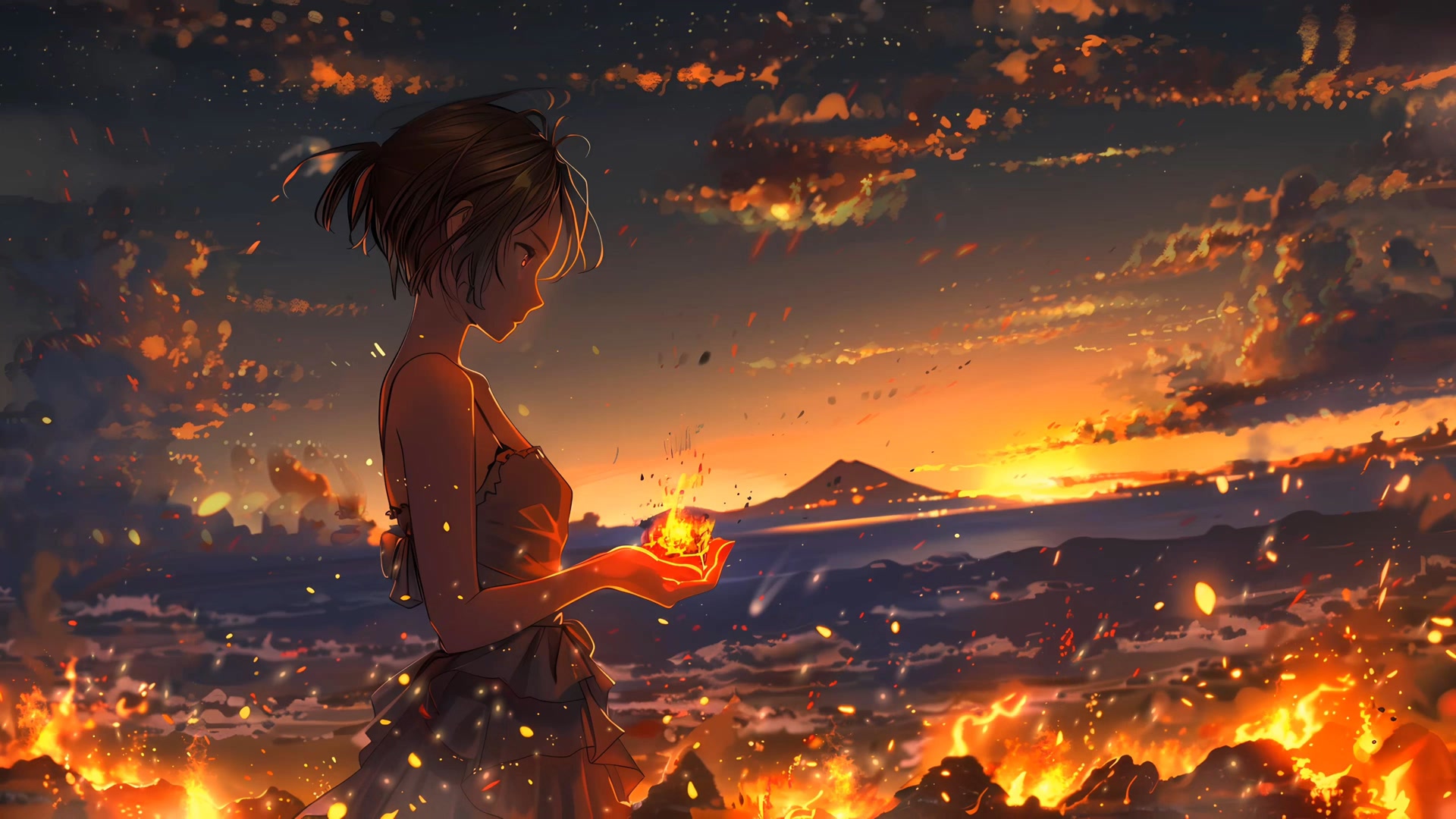 少女掌中火焰