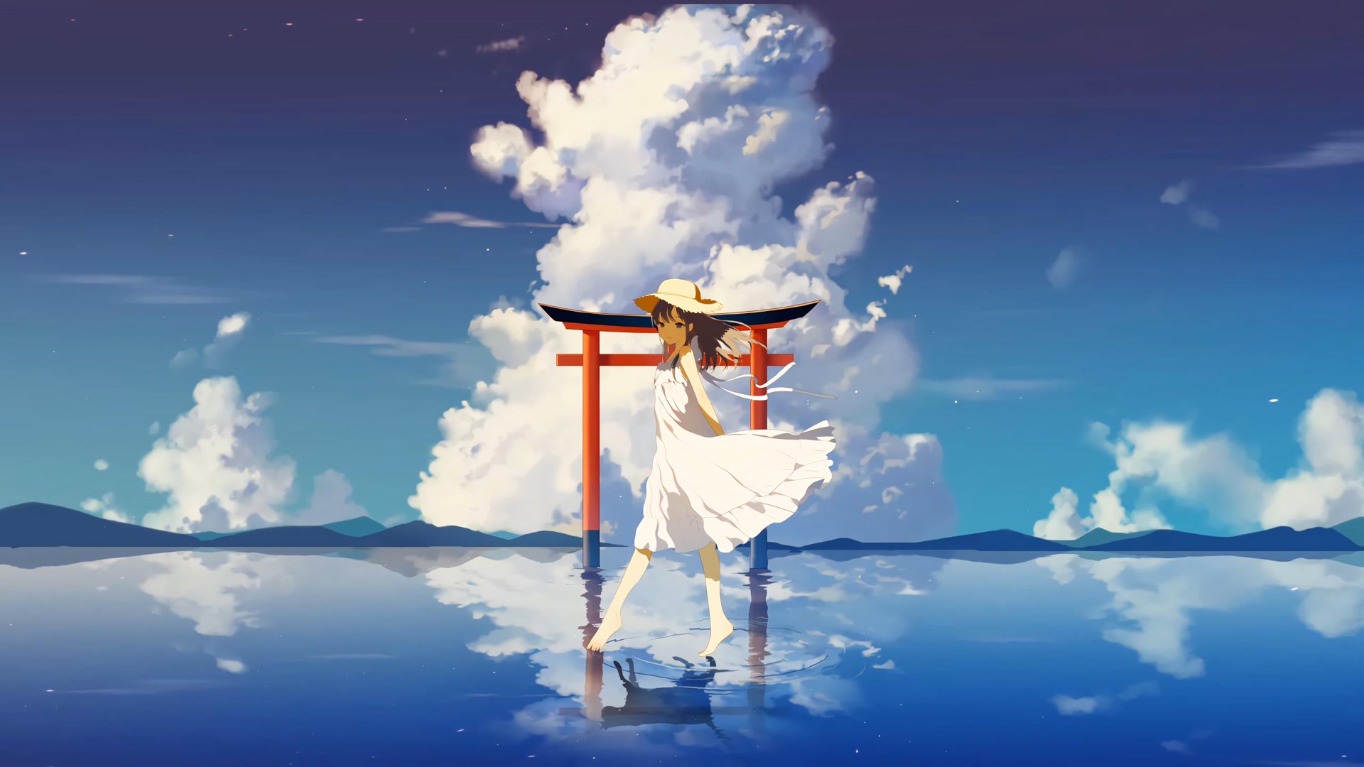 少女鸟居踏水