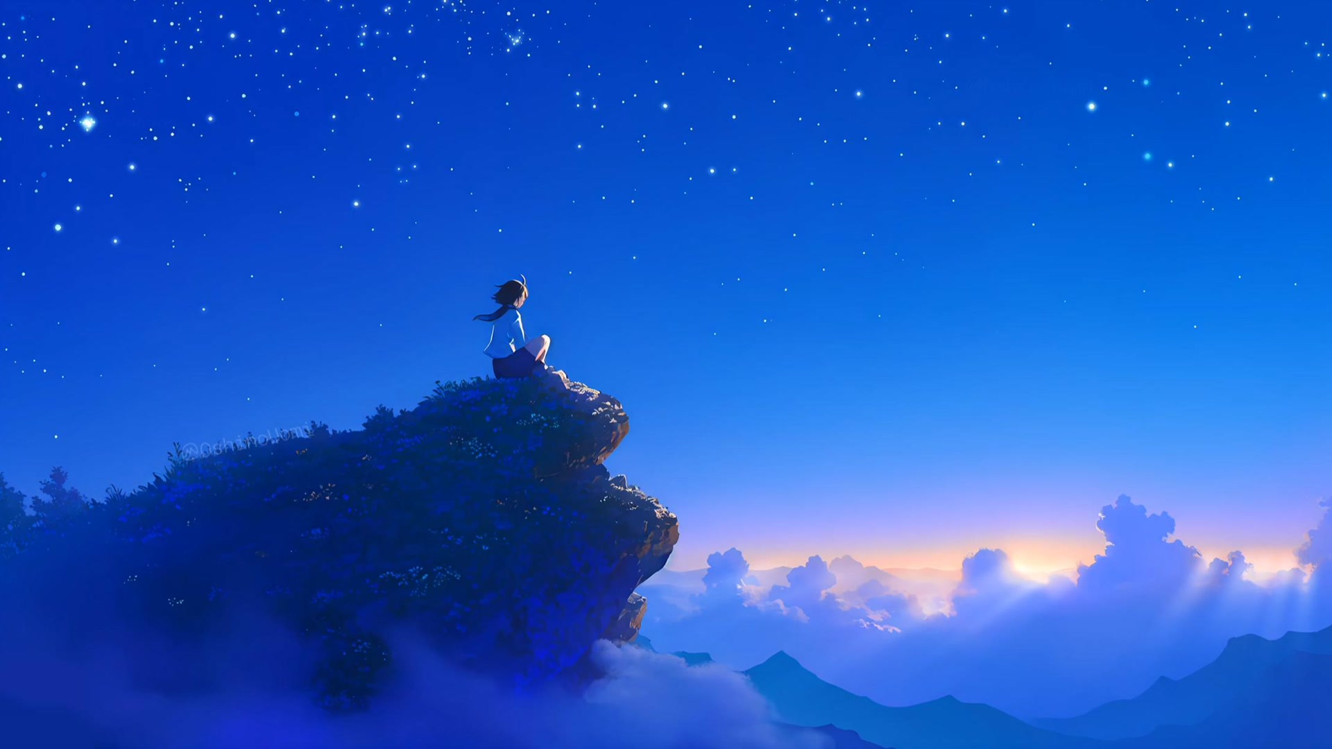 星空下的少女