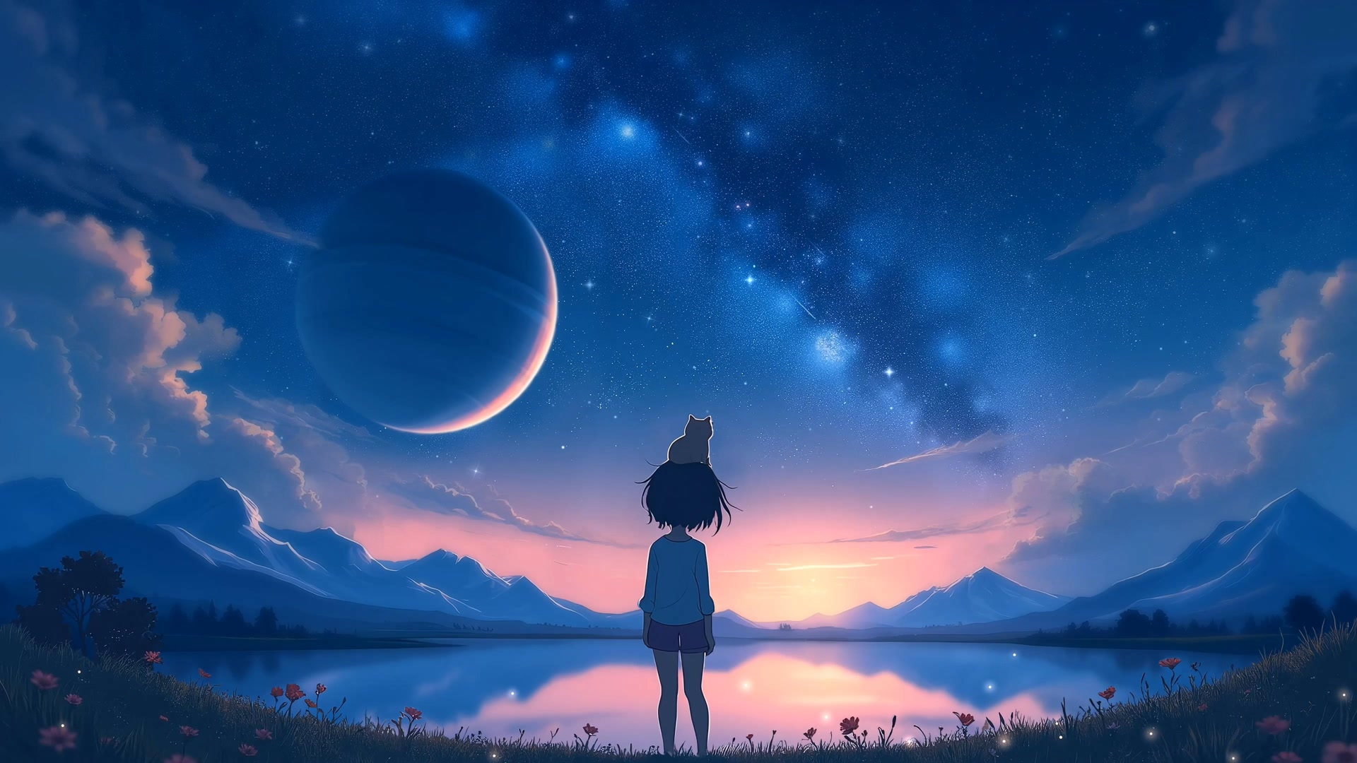 星空下的少女
