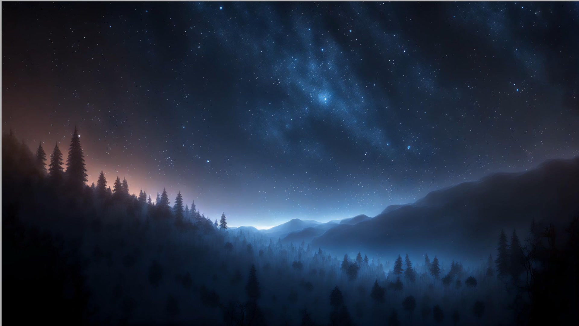 星空下的森林