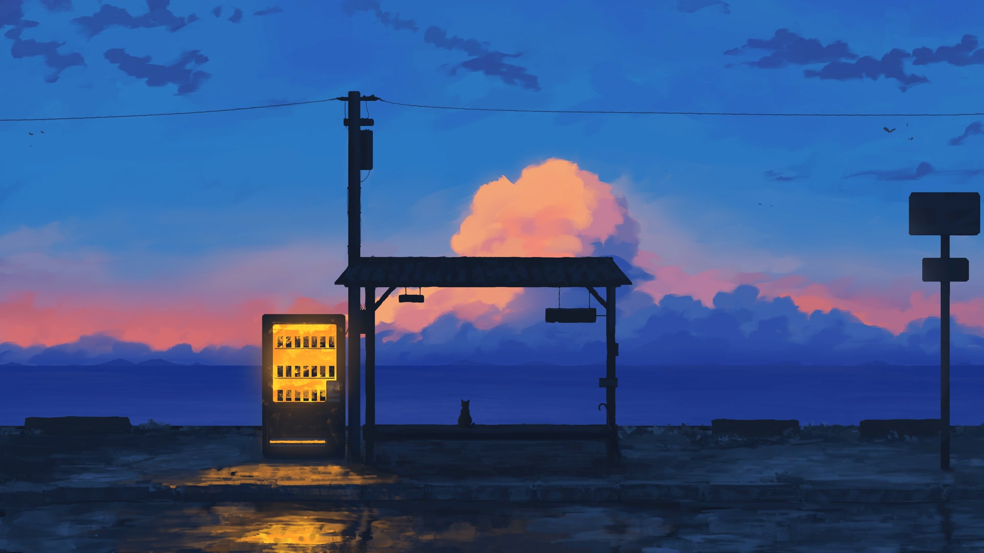 暮色海边站台