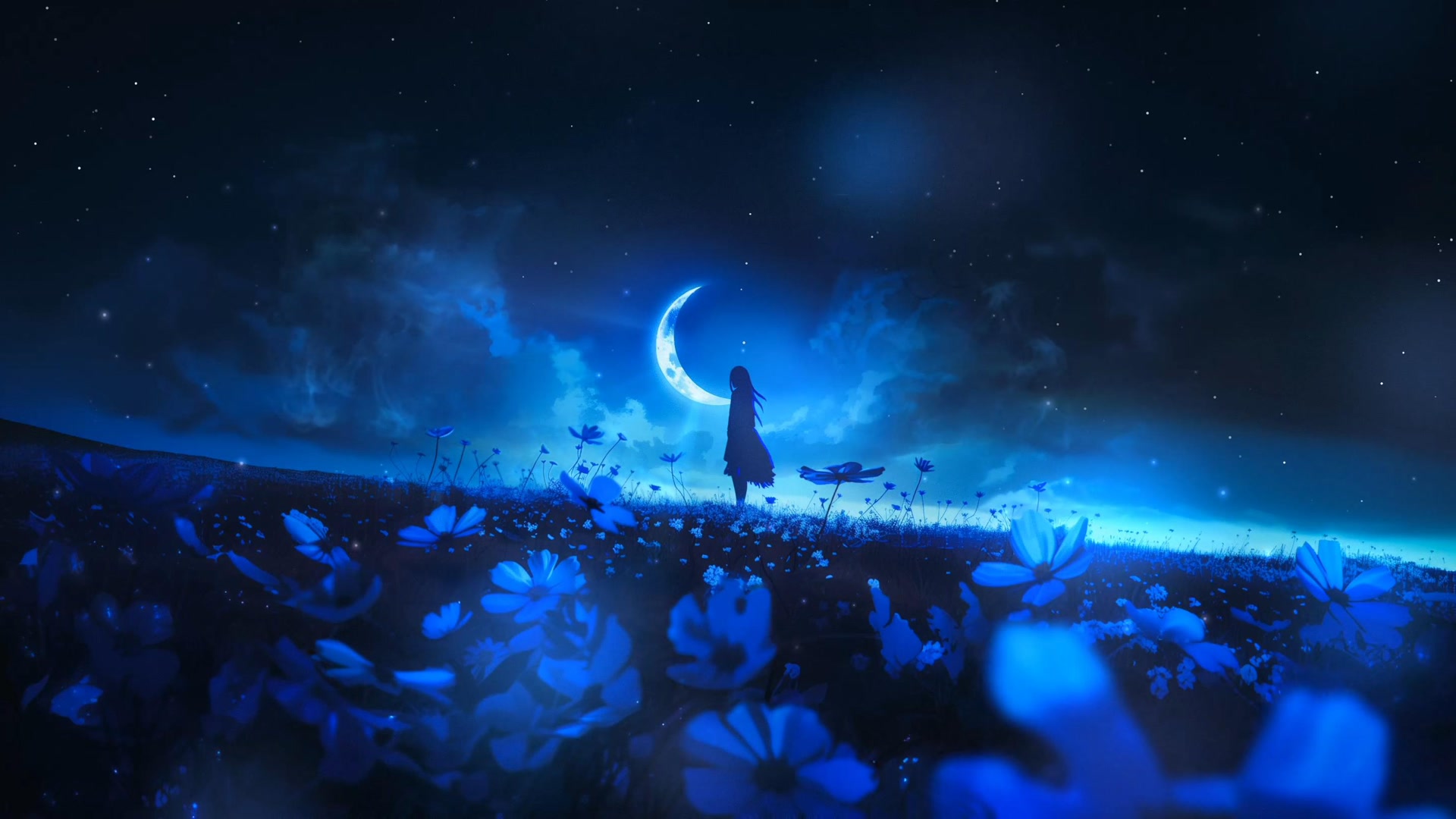 月下花海少女