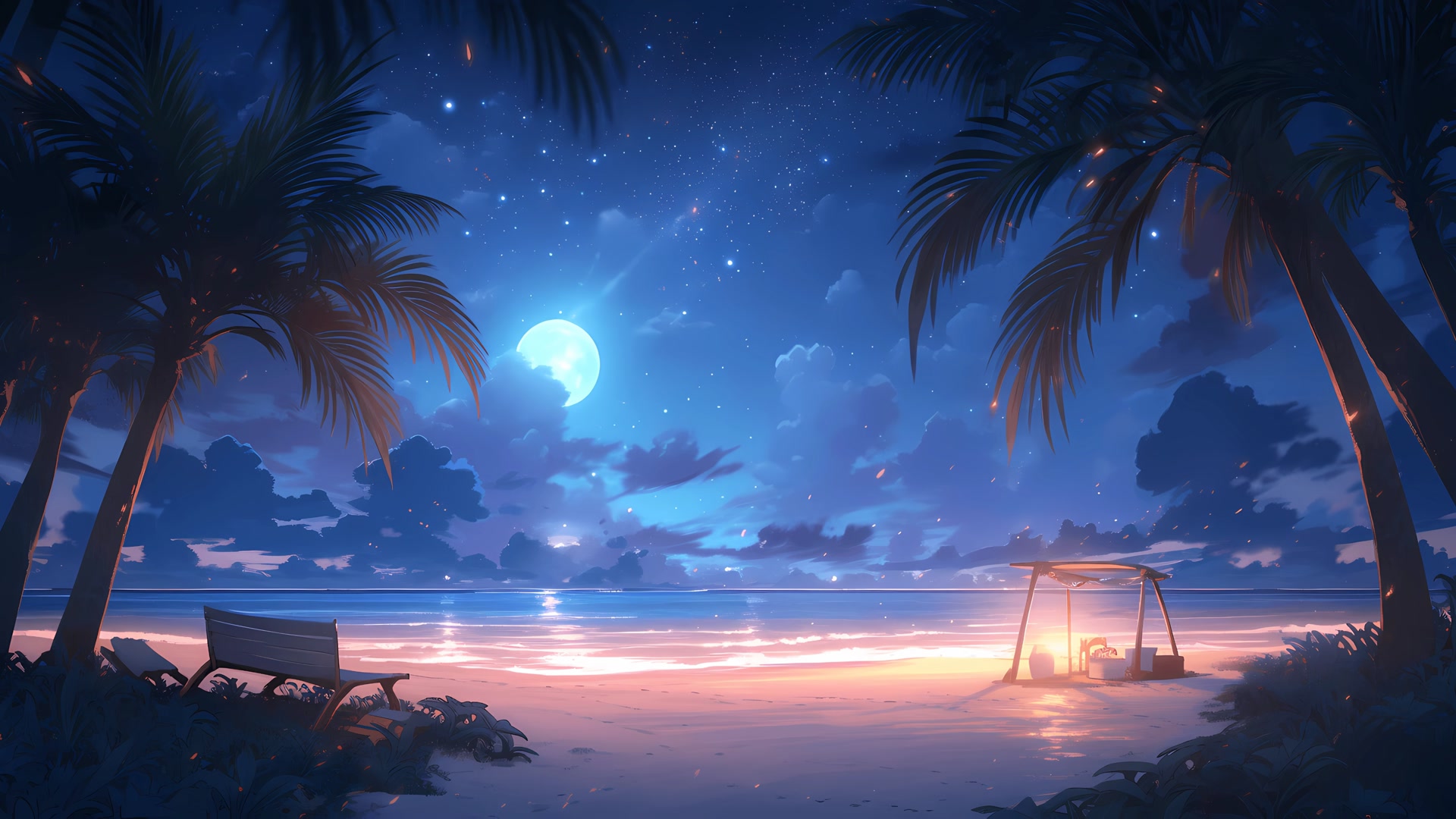 椰林月夜静