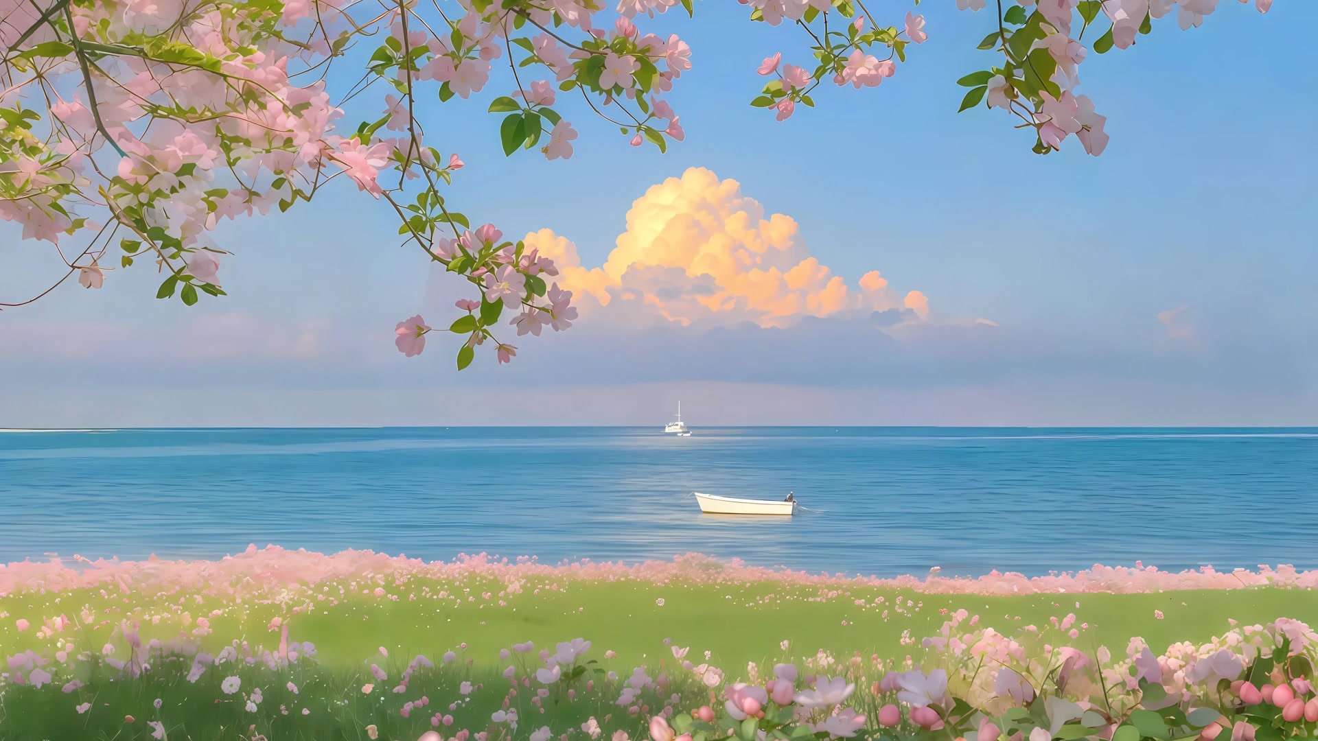 樱花海畔帆船行