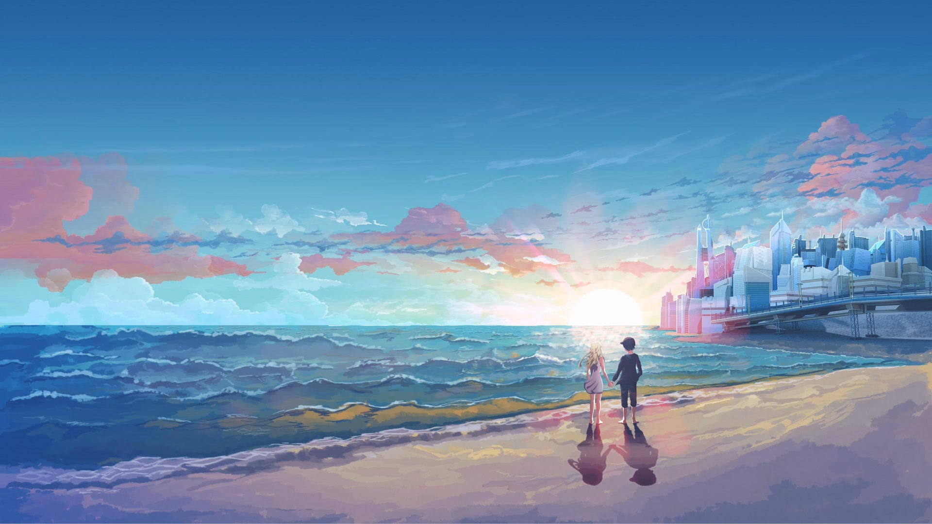海边日落情侣