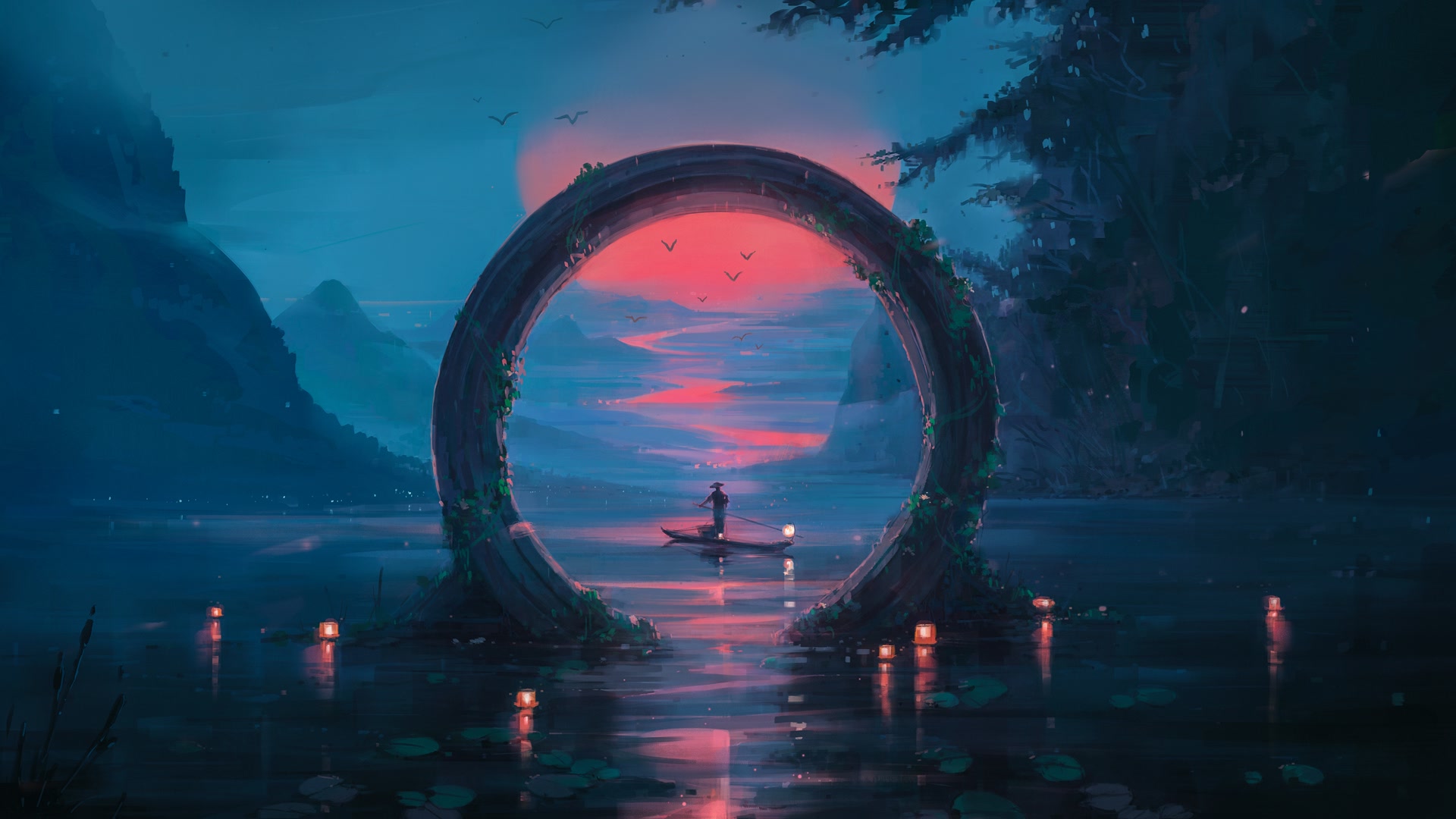 环中孤舟渡