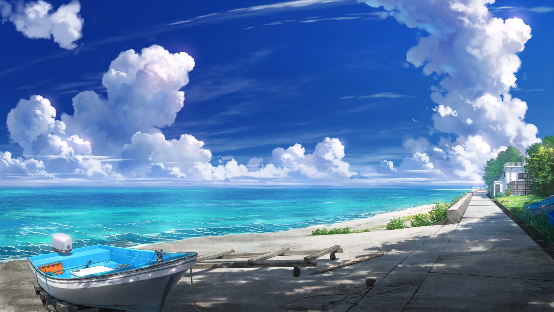 碧海蓝天小船