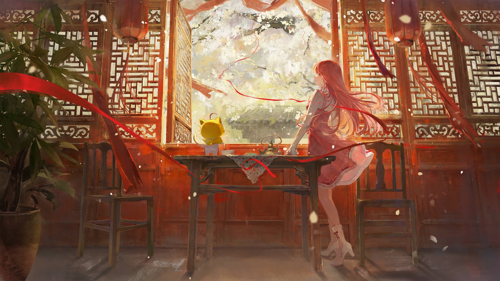 窗边少女读信