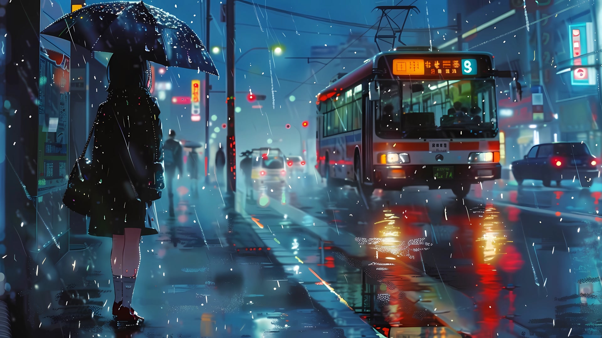 雨夜街头漫步